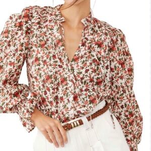 Free People Rose Poet Sleeve Blouse Meant to Be